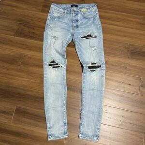 Amiri Denim - Black leather rips (Mens 31)